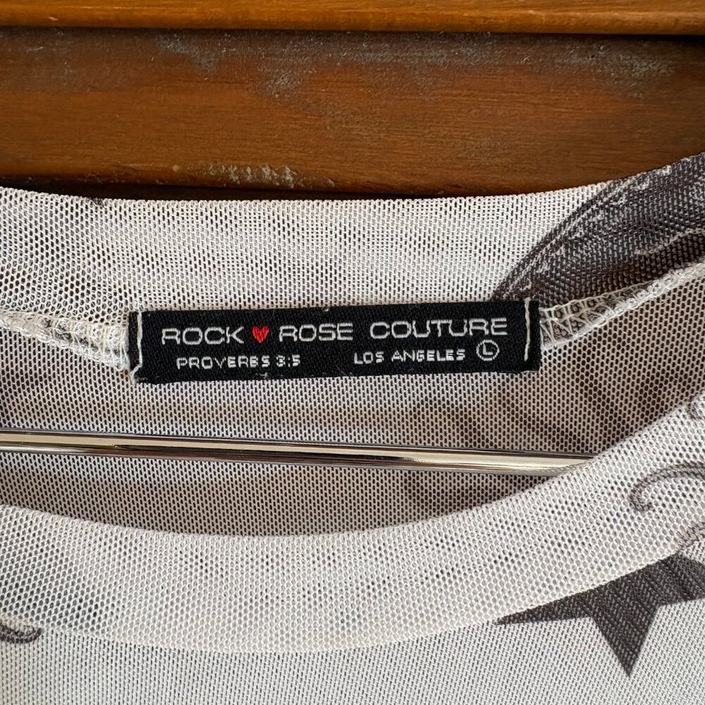 Women’s White Short Sleeve Tee with Black Celestial Print - Picture 3 of 4
